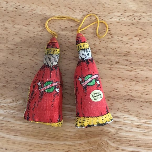 B Shackman Vintage 1970s Lot of 2 Stuffed Father Christmas Ornaments Santa Claus - Picture 8 of 8